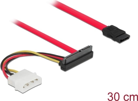 Picture of Delock Kabel SATA 6 Gb/s 7 Pin Buchse + Molex 4 Pin Strom Stecker > SATA 22 Pin Buchse oben gewinkelt 50 cm