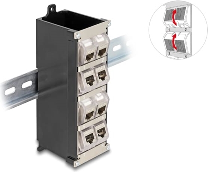 Picture of Delock Keystone Holder 8 port tiltable for DIN rail or wall mounting