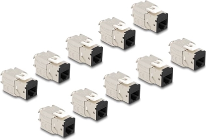 Picture of Delock Keystone Modul RJ45 jack to LSA Cat.6A toolfree black set 10 pieces