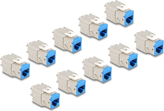 Picture of Delock Keystone Modul RJ45 jack to LSA Cat.6A toolfree blue set 10 pieces