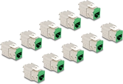 Picture of Delock Keystone Modul RJ45 jack to LSA Cat.6A toolfree green set 10 pieces