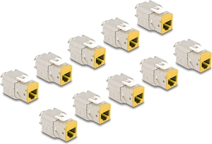 Picture of Delock Keystone Modul RJ45 jack to LSA Cat.6A toolfree yellow set 10 pieces