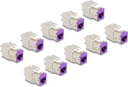 Picture of Delock Keystone Modul RJ45 jack to LSA Cat.6A toolfree violet set 10 pieces