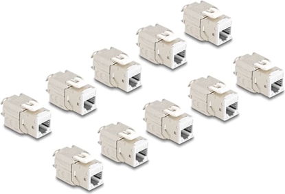 Picture of Delock Keystone Modul RJ45 jack to LSA Cat.6A toolfree white set 10 pieces