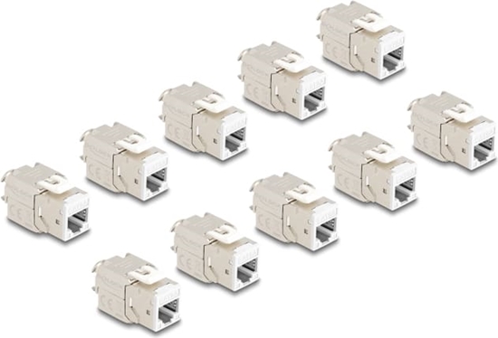 Picture of Delock Keystone Modul RJ45 jack to LSA Cat.6A toolfree white set 10 pieces