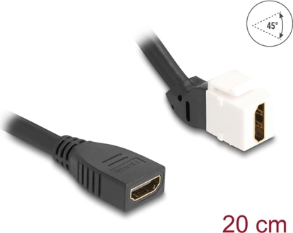 Picture of Delock Keystone Module Cable HDMI female to female 45° angled 8K 60 Hz 20 cm black