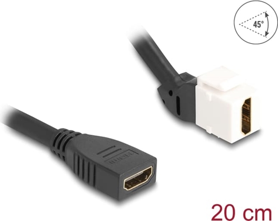 Picture of Delock Keystone Module Cable HDMI female to female 45° angled 8K 60 Hz 20 cm black