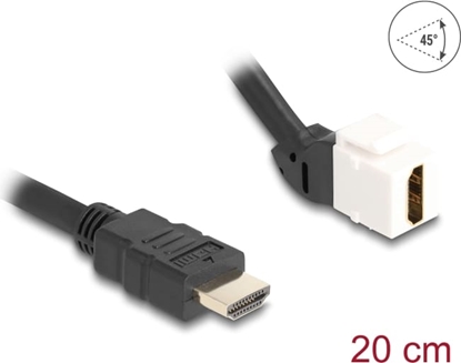 Picture of Delock Keystone Module Cable HDMI male to female 45° angled 8K 60 Hz 20 cm black