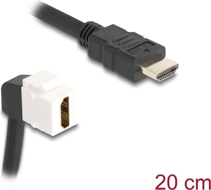 Picture of Delock Keystone Module Cable HDMI male to female 90° angled 8K 60 Hz 20 cm black