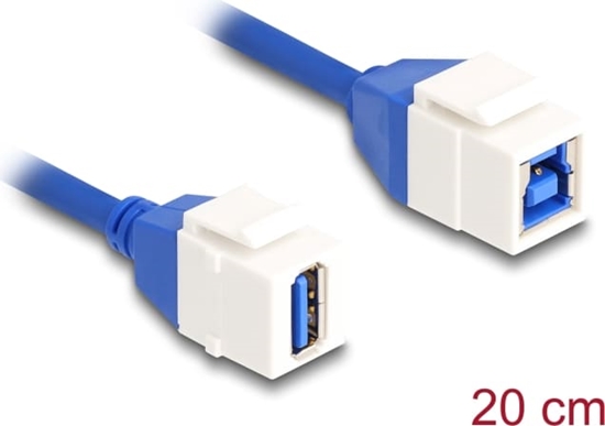 Picture of Delock Keystone Module Cable USB 5 Gbps Type-A female to USB Type-B female 20 cm blue
