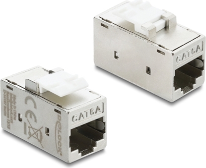 Picture of Delock Keystone Module Coupler RJ45 jack to RJ45 jack Cat.6A metal silver / white