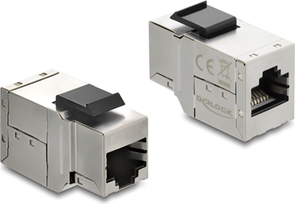 Picture of Delock Keystone Module coupler RJ45 jack to RJ45 jack Cat.6A with black plastic latch shielded