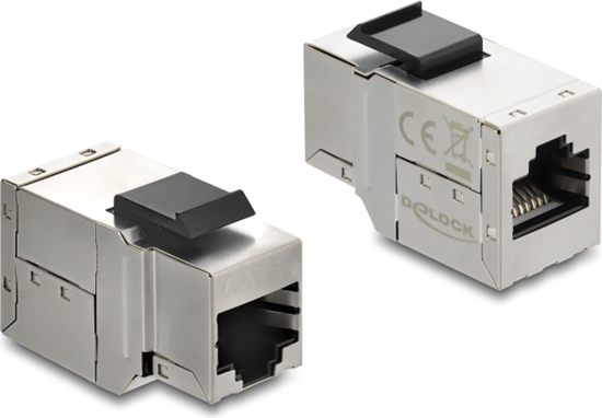 Picture of Delock Keystone Module coupler RJ45 jack to RJ45 jack Cat.6A with black plastic latch shielded