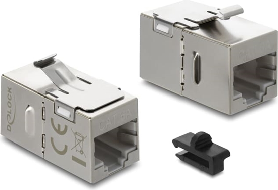 Picture of Delock Keystone Module coupler RJ45 jack to RJ45 jack Cat.6A with metal latch and clip shielded