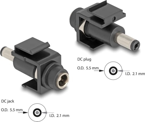 Picture of Delock Keystone Module DC 5.5 x 2.1 mm female to DC 5.5 x 2.1 mm male black