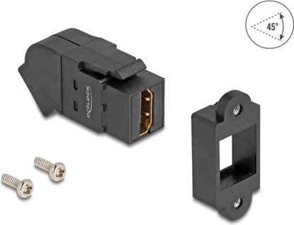 Picture of Delock Keystone Module HDMI panel mount female to HDMI female 45° angled 8K 60 Hz black