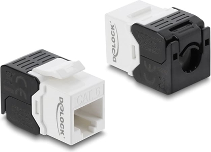 Picture of Delock Keystone Module RJ45 jack to LSA Cat.6 UTP tool-free black / white