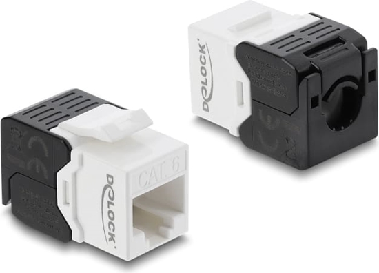 Picture of Delock Keystone Module RJ45 jack to LSA Cat.6 UTP tool-free black / white