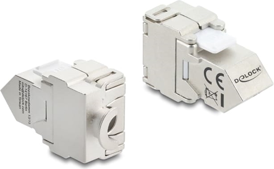 Picture of Delock Keystone Module RJ45 jack to LSA Cat.6A 45° angled connector, shielded, 180° cable routing tool-free metal