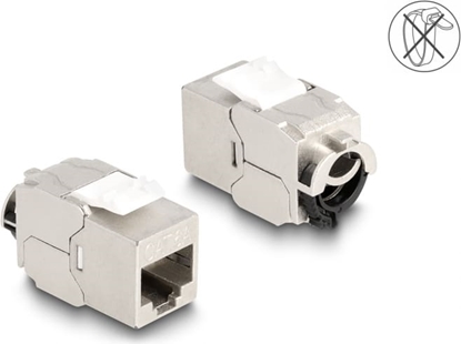 Picture of Delock Keystone Module RJ45 jack to LSA Cat.6A STP with locking clip and cable tie-free