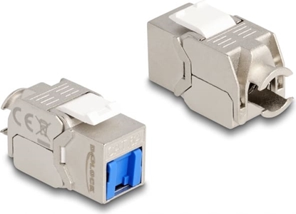 Picture of Delock Keystone Module RJ45 jack to LSA Cat.6A toolfree with blue dust cover