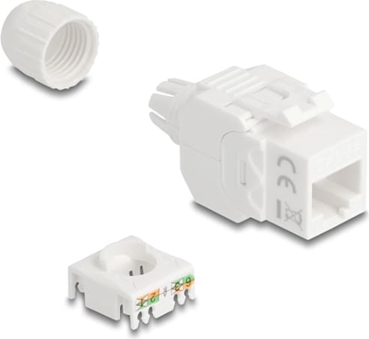 Picture of Delock Keystone Module RJ45 jack to LSA Cat.6A UTP 180° toolfree with cable gland