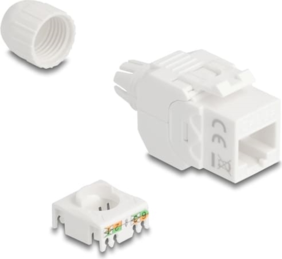 Picture of Delock Keystone Module RJ45 jack to LSA Cat.6A UTP 180° toolfree with cable gland