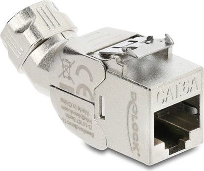Picture of Delock Keystone Module RJ45 jack to LSA Cat.6A with metal latch tool-free 45° angled shielded