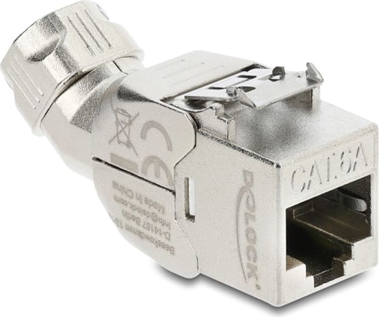 Picture of Delock Keystone Module RJ45 jack to LSA Cat.6A with metal latch tool-free 45° angled shielded
