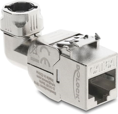 Picture of Delock Keystone Module RJ45 jack to LSA Cat.6A with metal latch tool-free 90° angled shielded