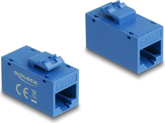 Picture of Delock Keystone Module RJ45 jack to RJ45 jack Cat.6A UTP blue