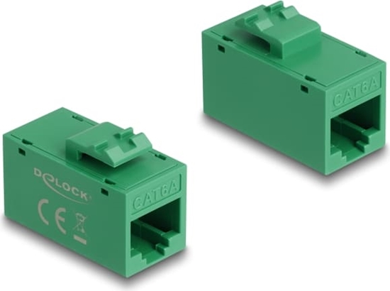 Picture of Delock Keystone Module RJ45 jack to RJ45 jack Cat.6A UTP green