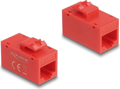 Picture of Delock Keystone Module RJ45 jack to RJ45 jack Cat.6A UTP red
