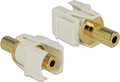 Picture of Delock Keystone Module stereo jack female 3.5 mm 3 pin > stereo jack female 3.5 mm 3 pin gold plated white