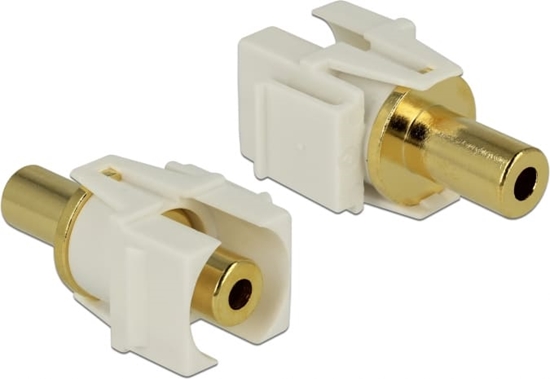 Picture of Delock Keystone Module stereo jack female 3.5 mm 3 pin > stereo jack female 3.5 mm 3 pin gold plated white