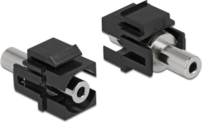 Picture of Delock Keystone Module stereo jack female 3.5 mm 3 pin to stereo jack female 3.5 mm 3 pin black