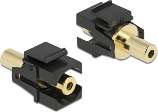 Picture of Delock Keystone Module stereo jack female 3.5 mm 3 pin to stereo jack female 3.5 mm 3 pin gold plated black