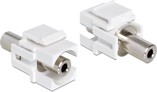 Picture of Delock Keystone Module stereo jack female 3.5 mm 3 pin to stereo jack female 3.5 mm 3 pin white