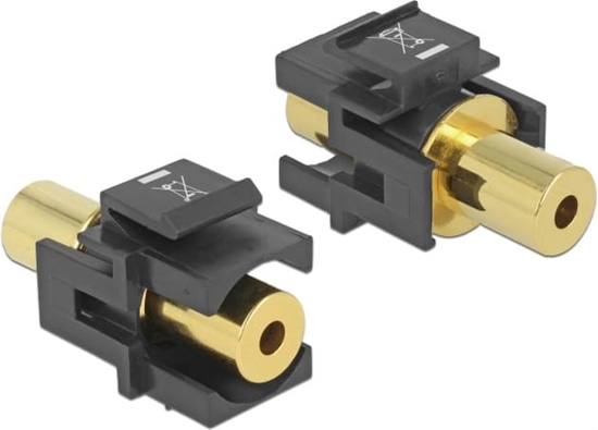 Picture of Delock Keystone Module stereo jack female 3.5 mm 4 pin > stereo jack female 3.5 mm 4 pin gold plated black