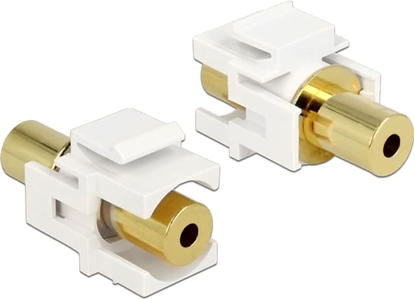 Picture of Delock Keystone Module stereo jack female 3.5 mm 4 pin > stereo jack female 3.5 mm 4 pin gold plated white