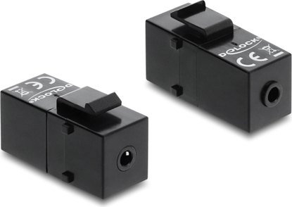 Picture of Delock Keystone Module stereo jack female 3.5 mm 4 pin to stereo jack female 3.5 mm 4 pin black