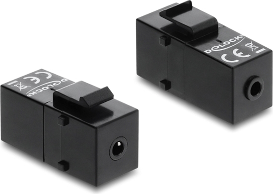 Picture of Delock Keystone Module stereo jack female 3.5 mm 4 pin to stereo jack female 3.5 mm 4 pin black