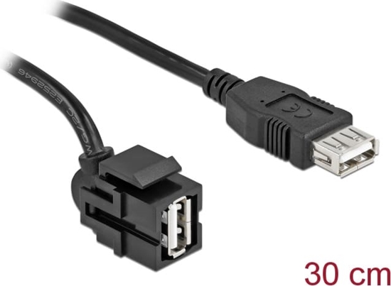 Picture of Delock Keystone Module USB 2.0 A female 250° > USB 2.0 A female with cable black