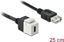 Attēls no Delock Keystone Module USB 2.0 C female > USB 2.0 A female with cable