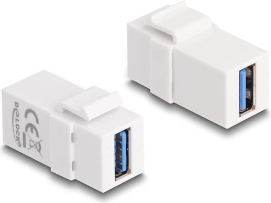 Picture of Delock Keystone Module USB 5 Gbps A female to USB 5 Gbps A female white (1:1)