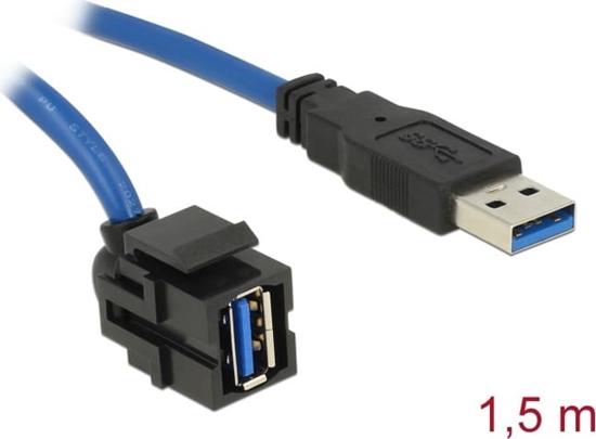 Picture of Delock Keystone Module USB 5 Gbps type-A female 250° to type-A male with 1.5 m cable black