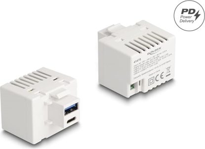 Picture of Delock Keystone Module with USB Type-A and USB Type-C™ Charging Port PD 20 W white