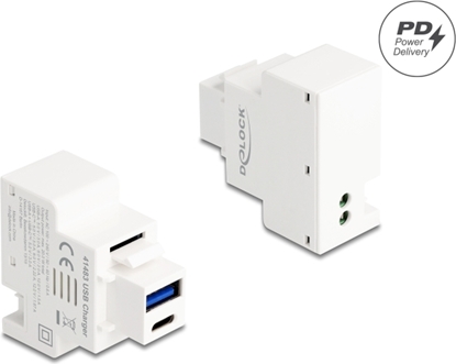 Picture of Delock Keystone Module with USB Type-A and USB Type-C™ Charging Port PD 20 W white
