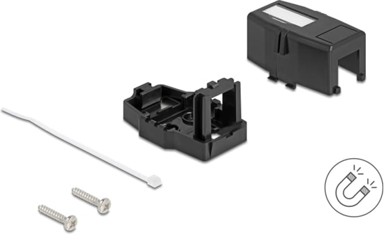 Picture of Delock Keystone Surface Mounted Box 1 Port with magnetic bottom, black