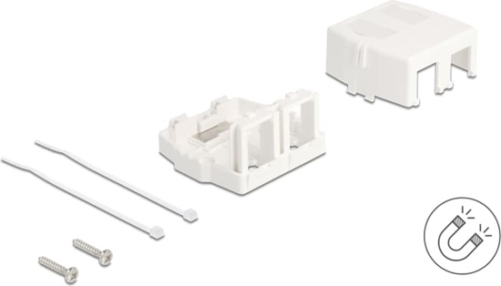 Picture of Delock Keystone Surface Mounted Box 2 Port with magnetic bottom, white